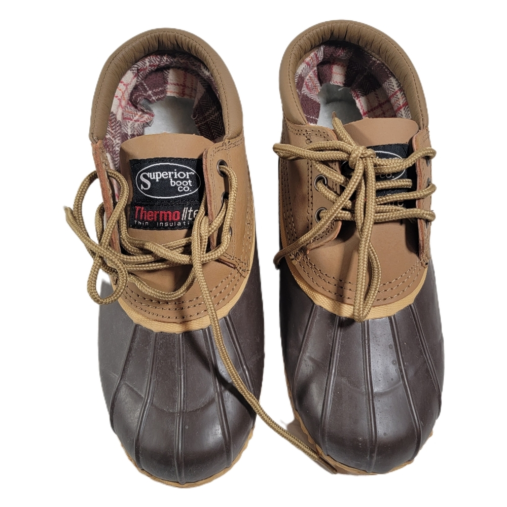 Superior Boot Company 3 eye  Brown and Tan Duck Boots. Unisex. Women's size 9 - Picture 2 of 7